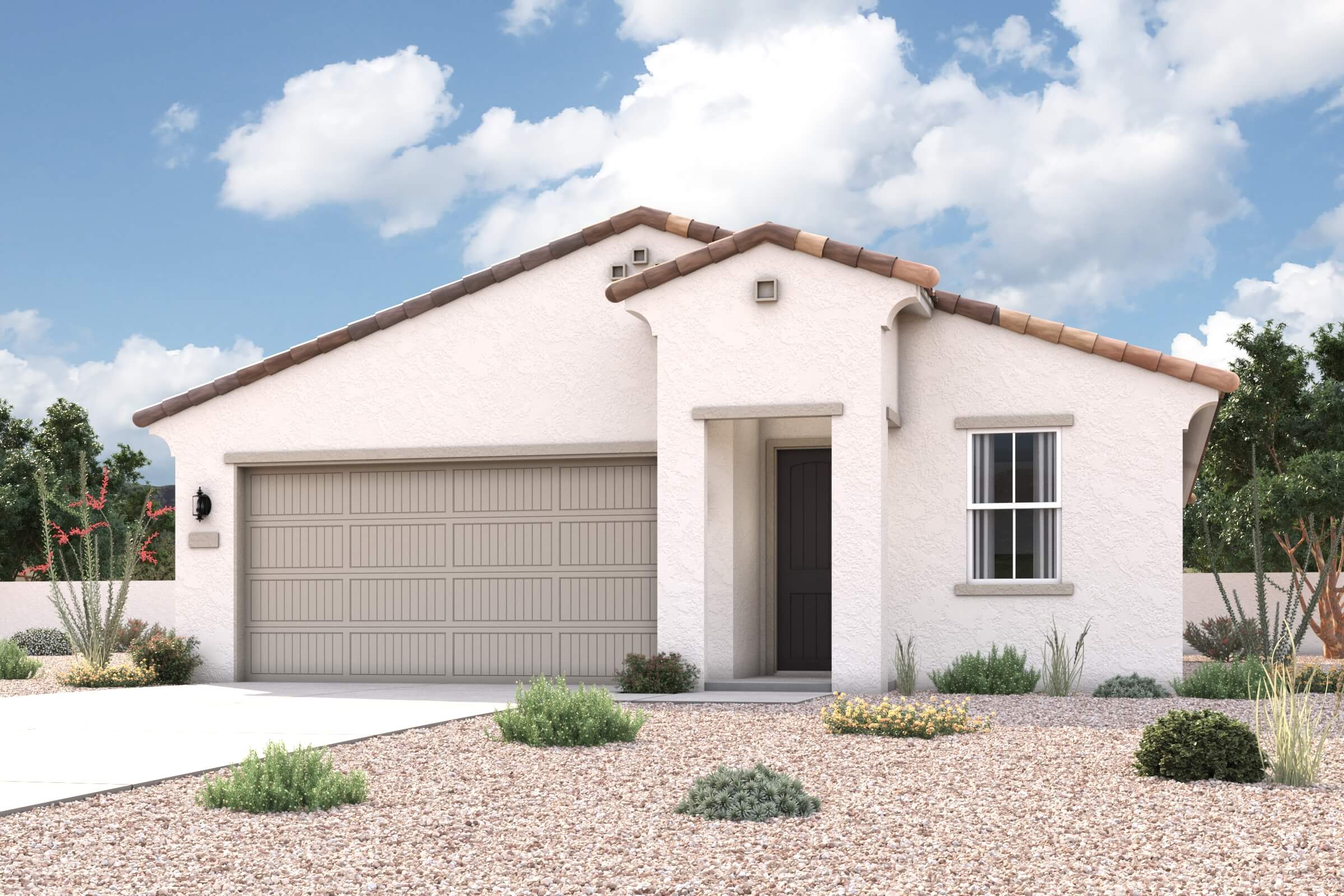A house with a garage.