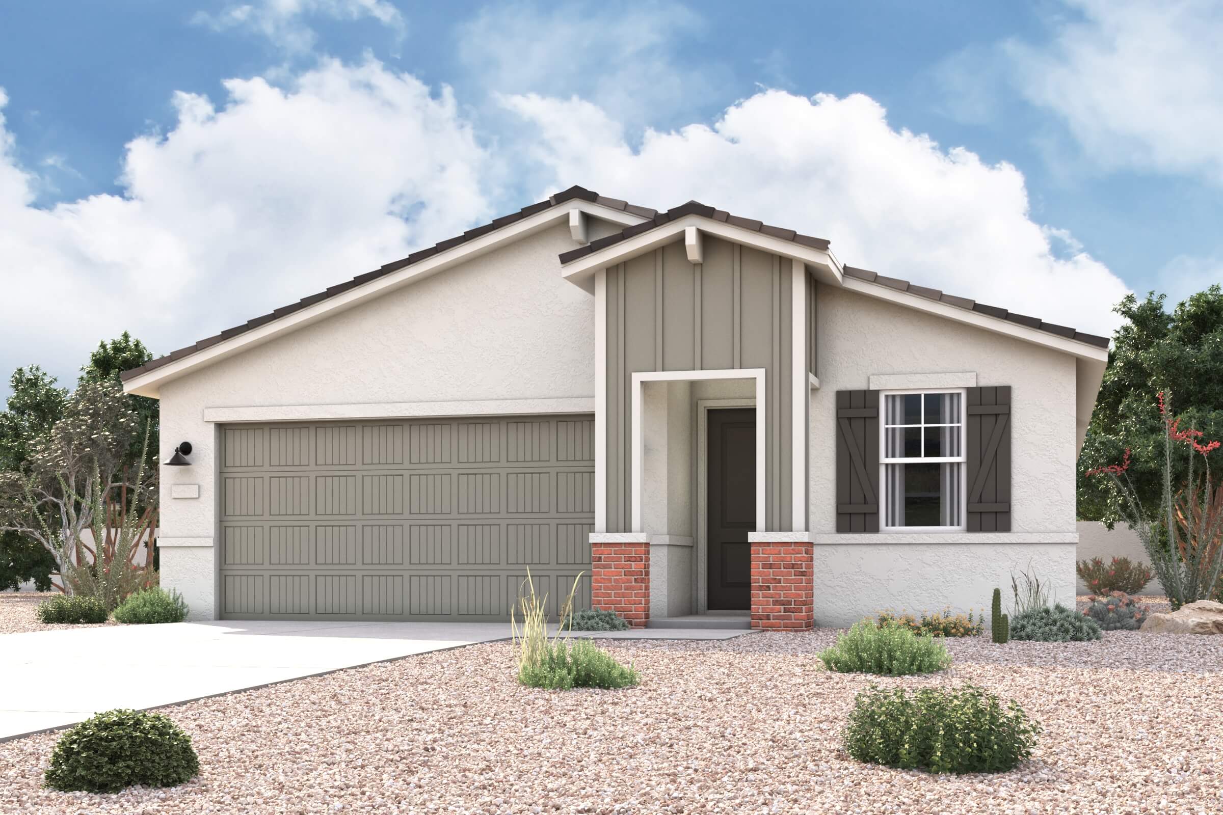 A house with a garage.