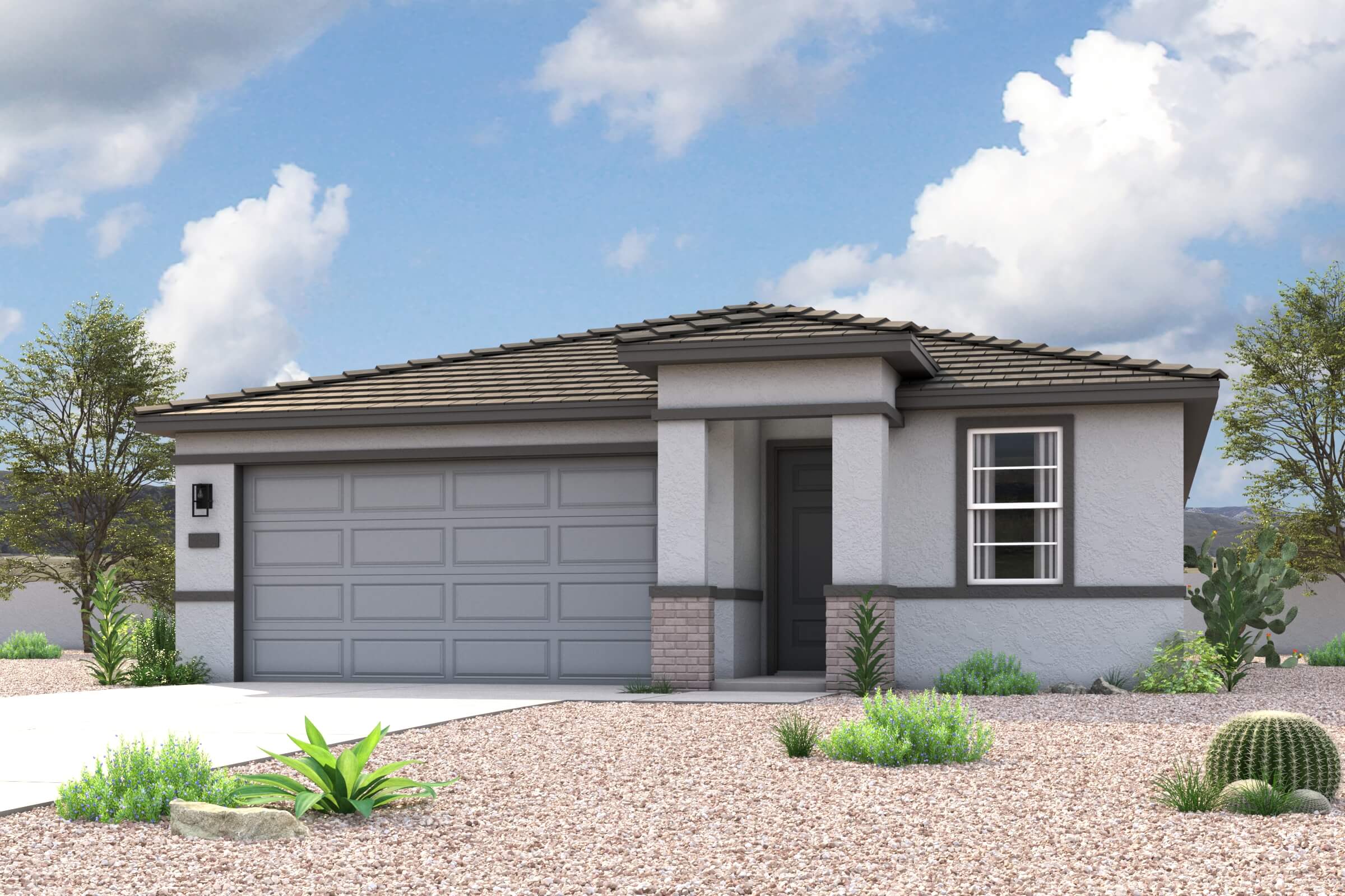 A house with a garage.