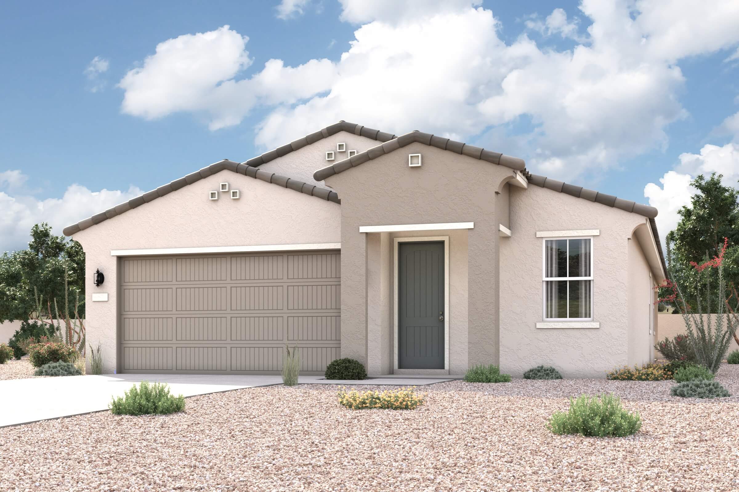 A house with a garage.