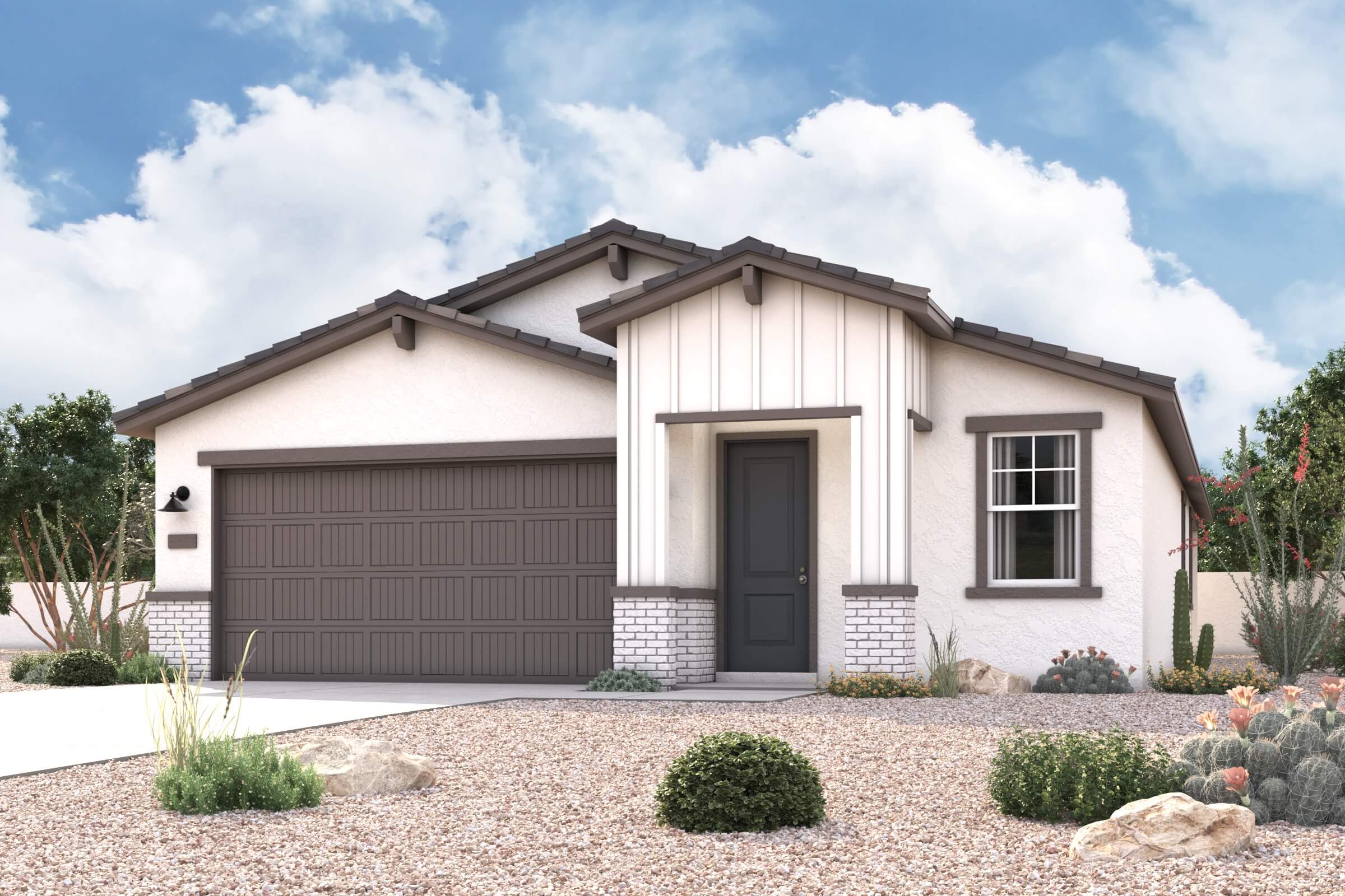 A house with a garage.