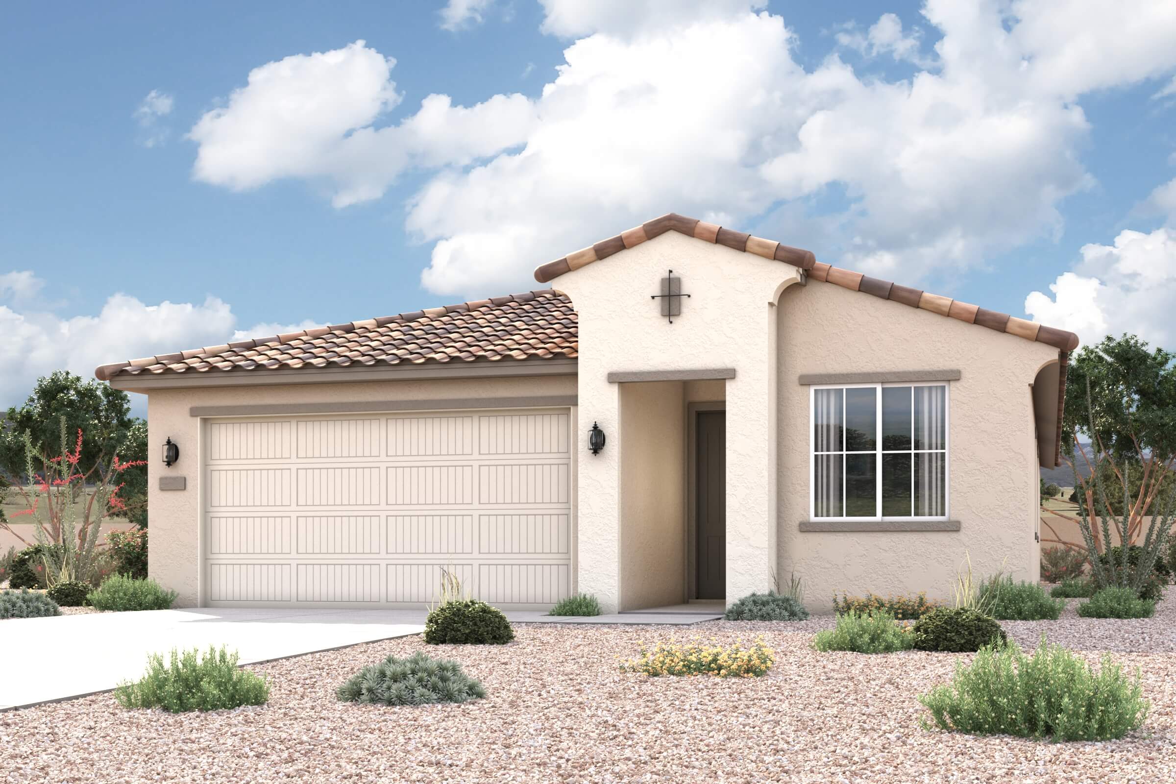 A house with a garage.