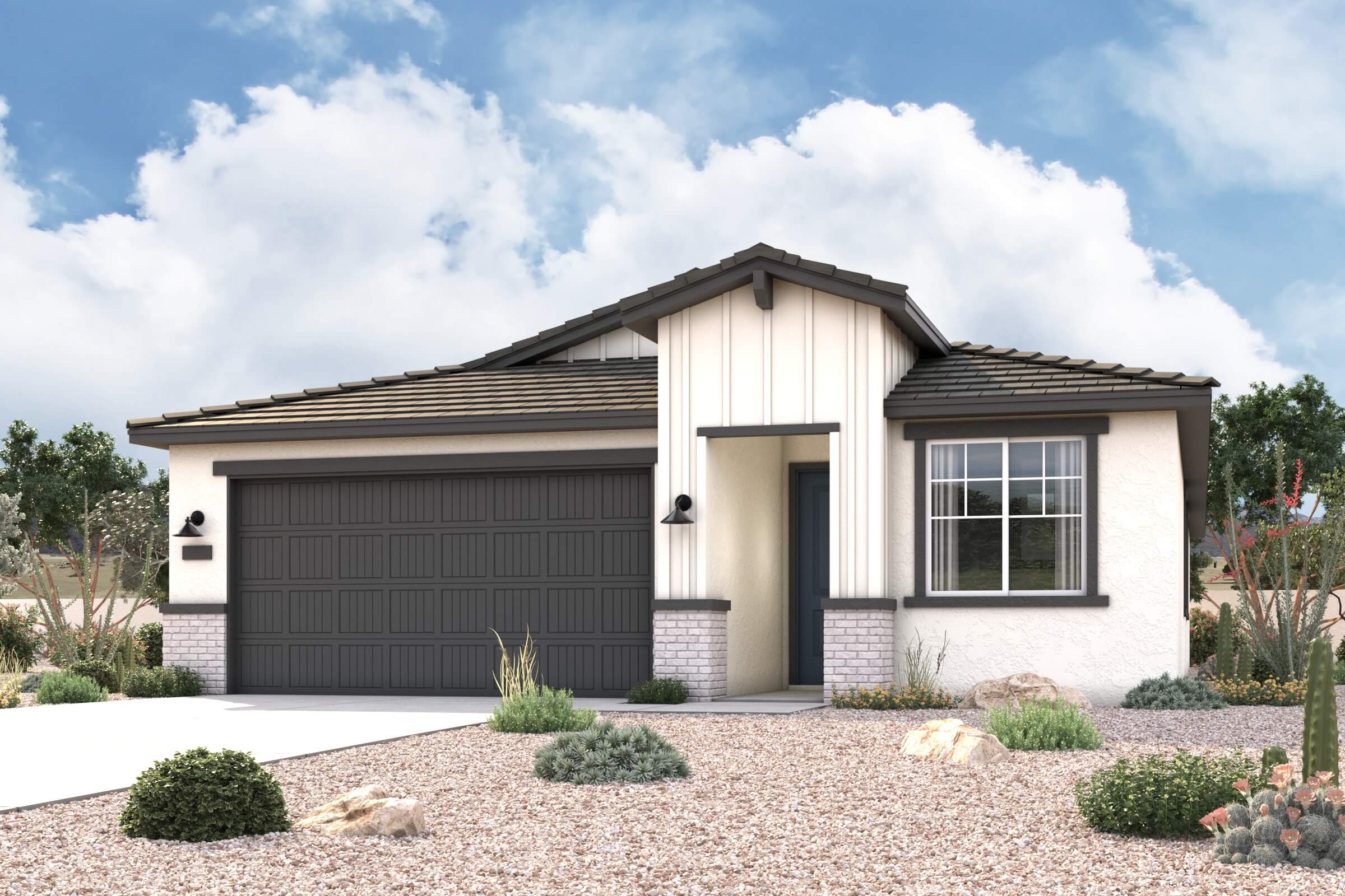 A house with a garage.