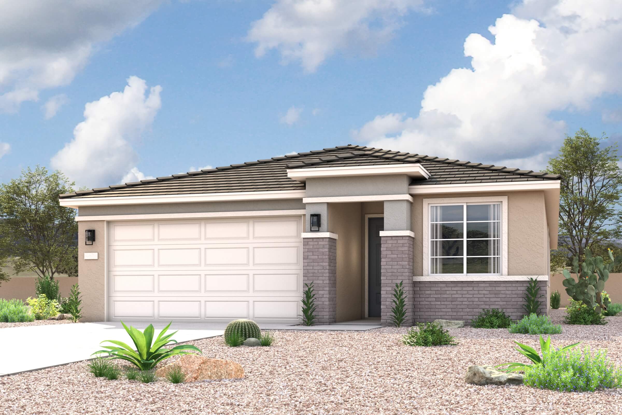 A house with a garage.