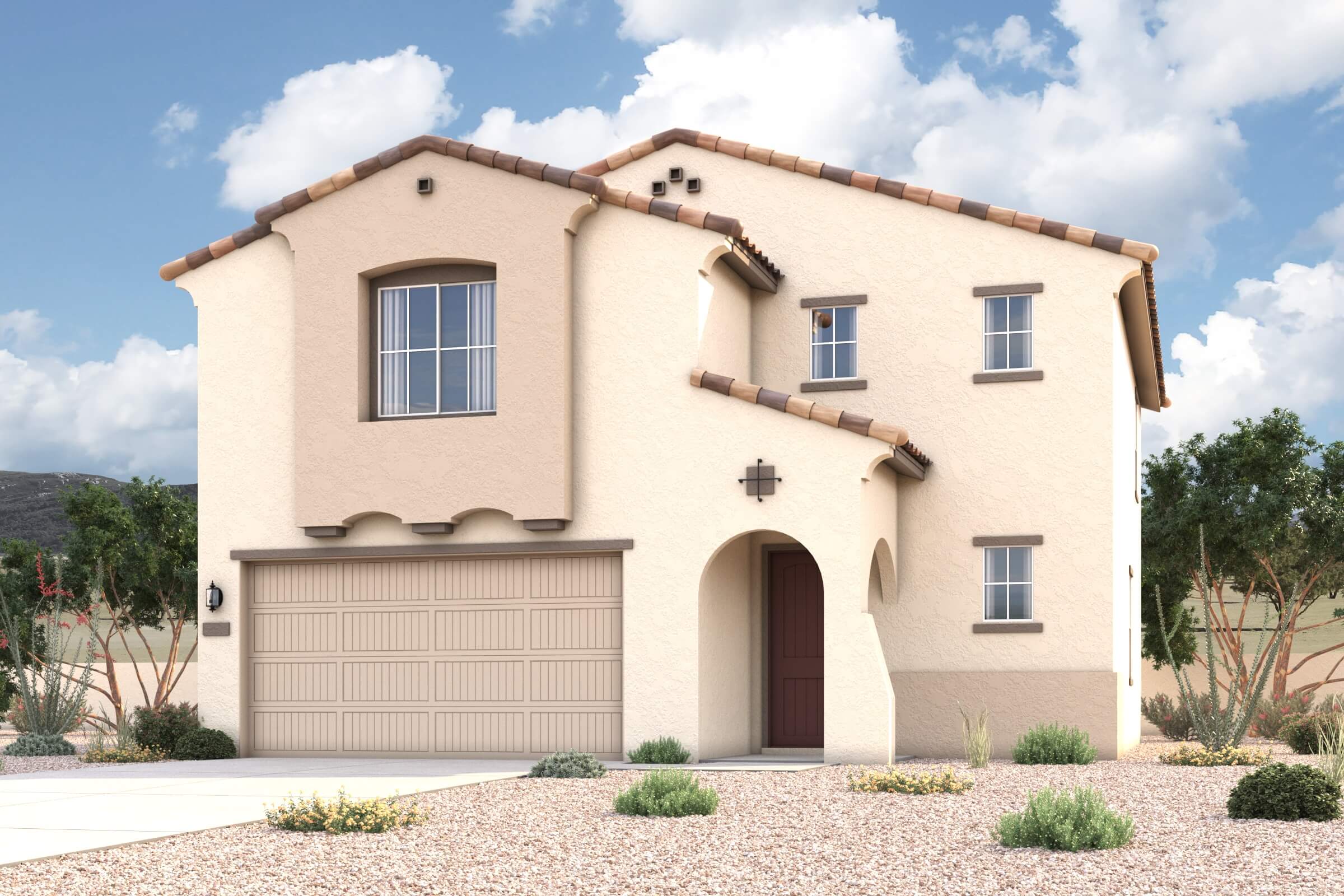 A building with a garage.