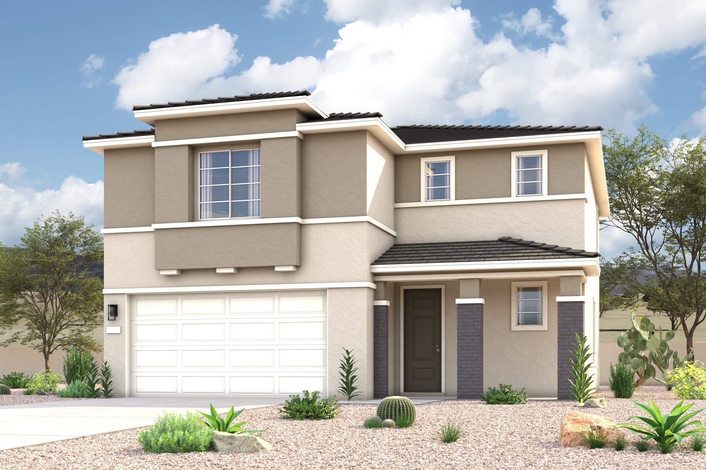 A house with a garage.