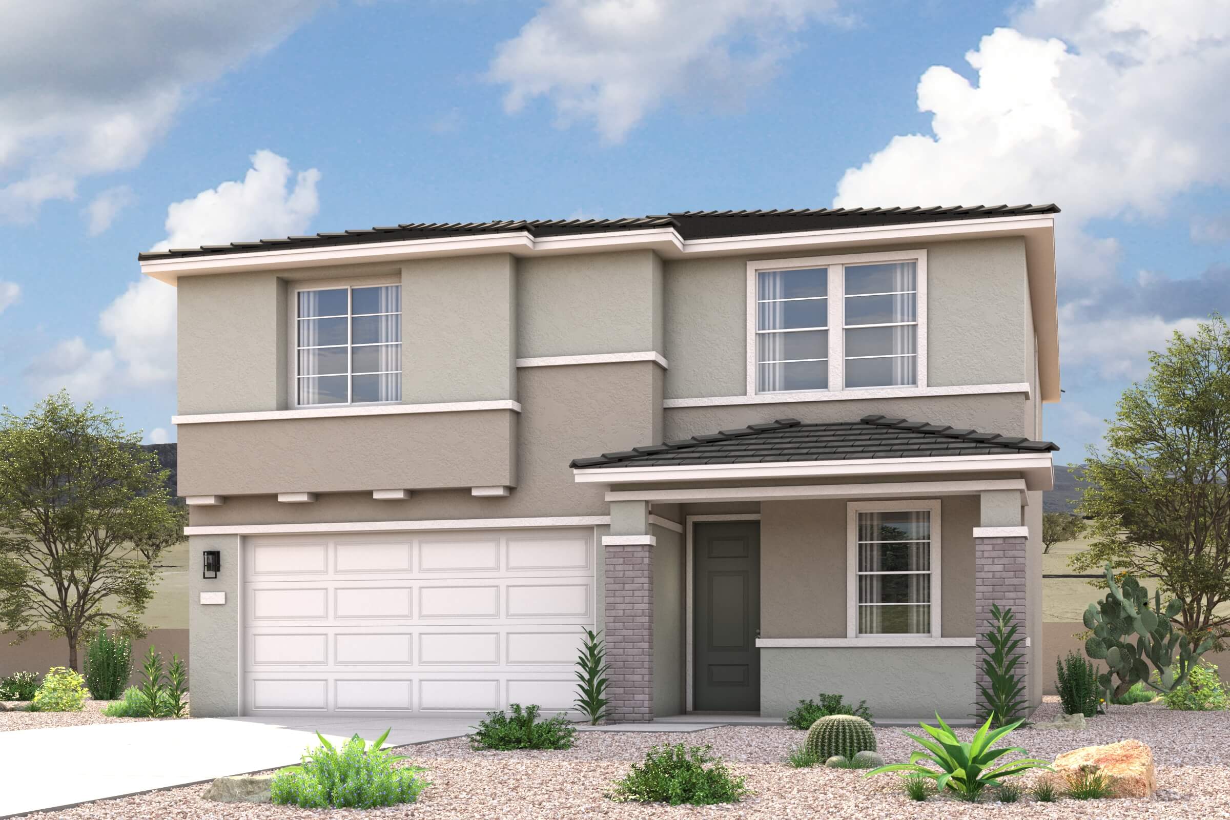 A house with a garage.