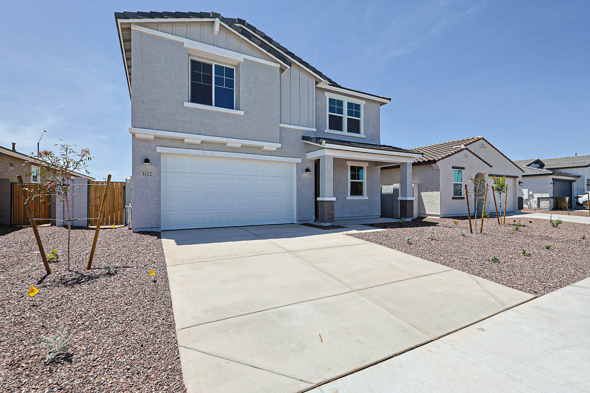 A house with a garage.