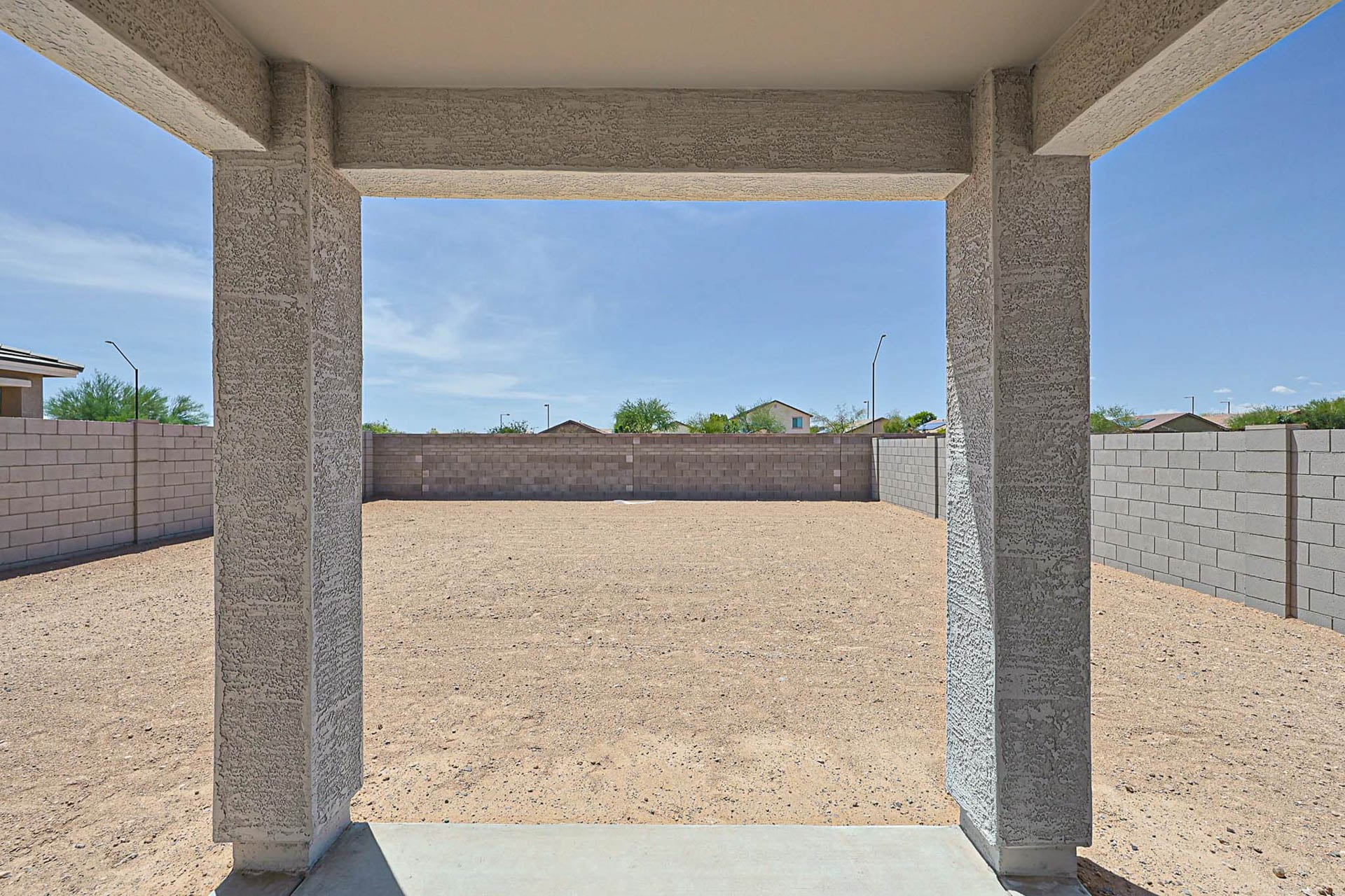 A concrete structure with pillars.