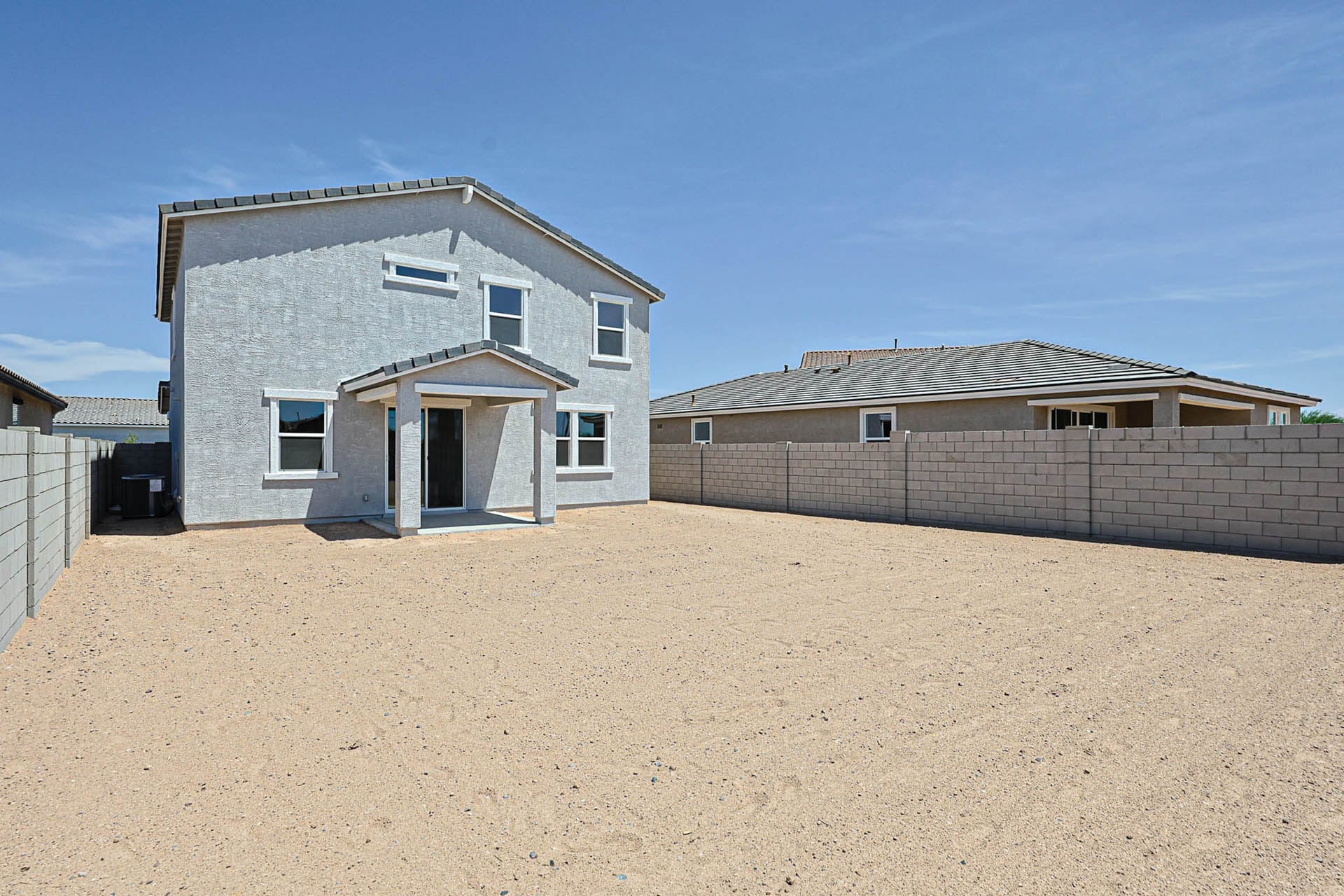 A building with a garage.