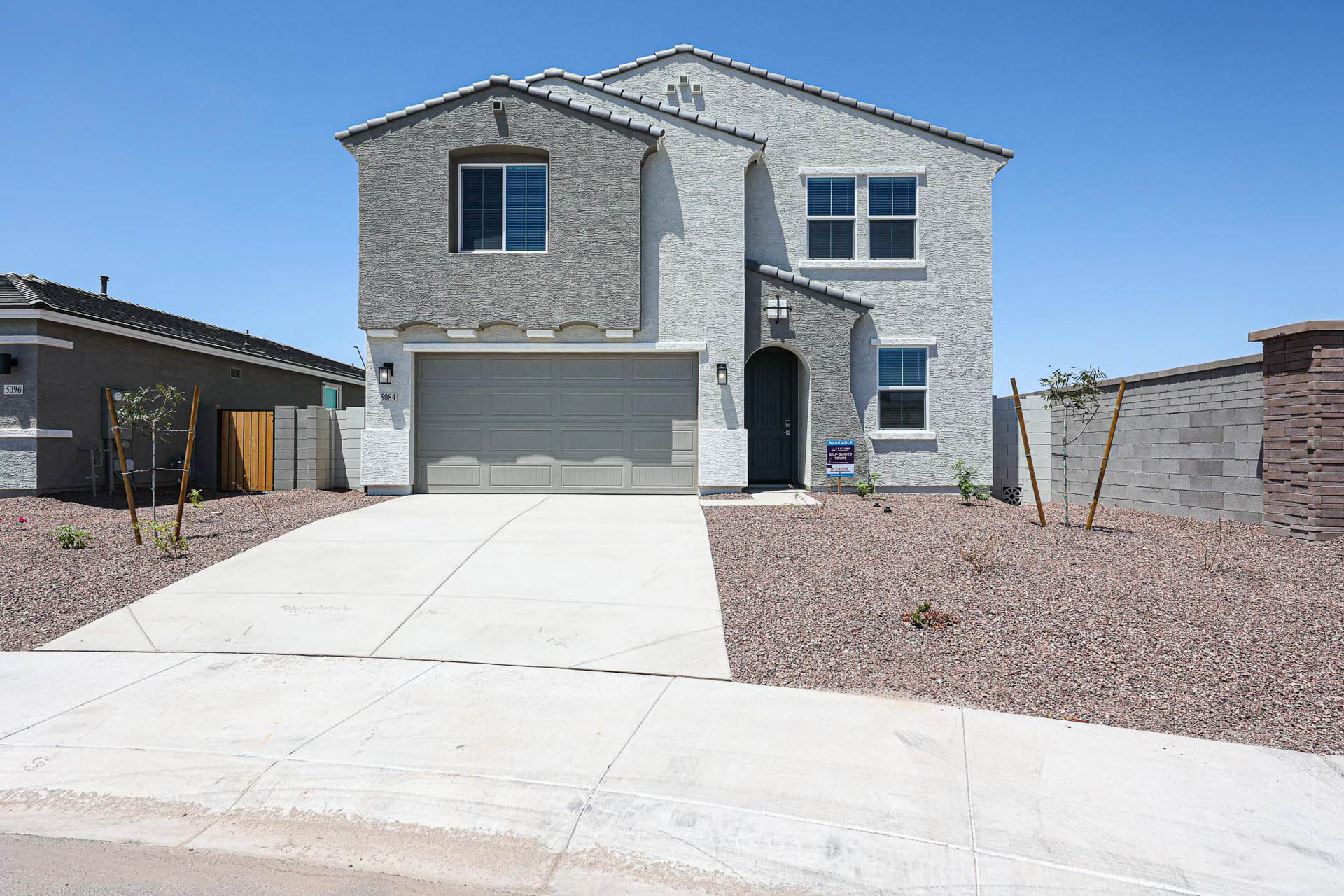 A house with a garage.