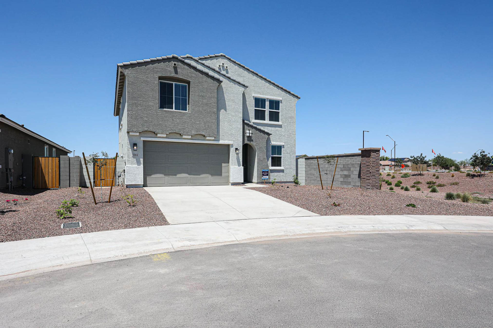 A house with a garage.