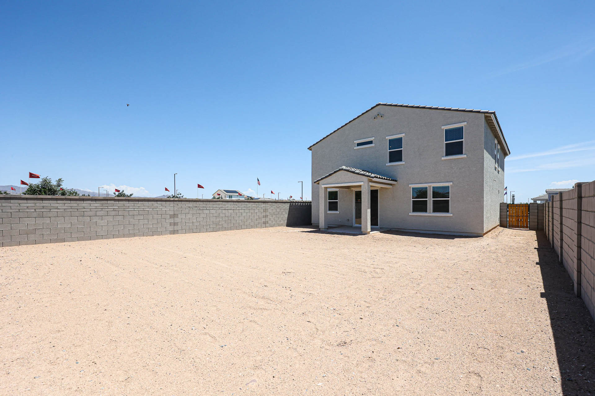 A house in a sandy area.