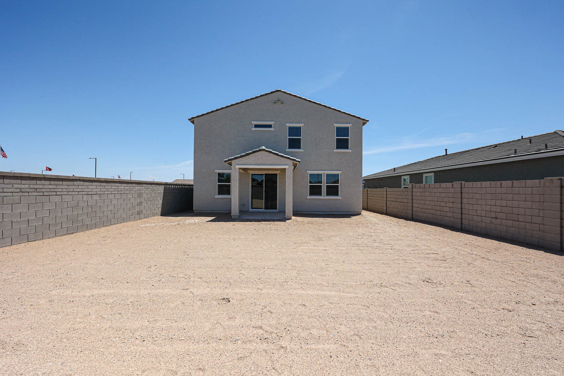 A building with a garage.
