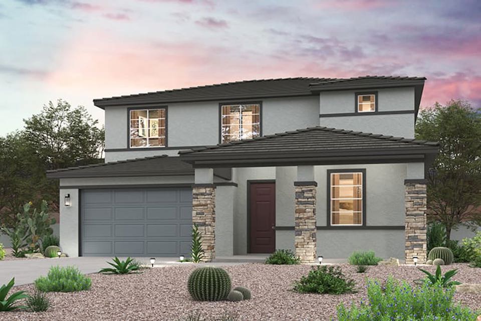 A house with a garage.