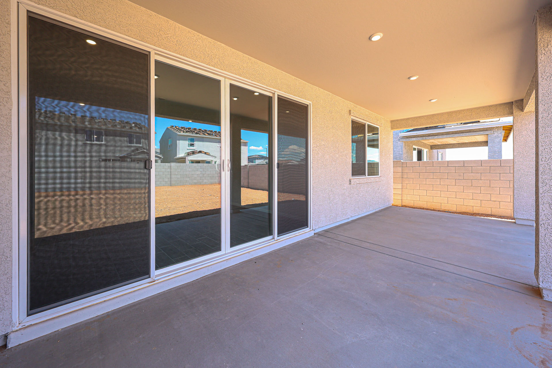 A room with glass doors.