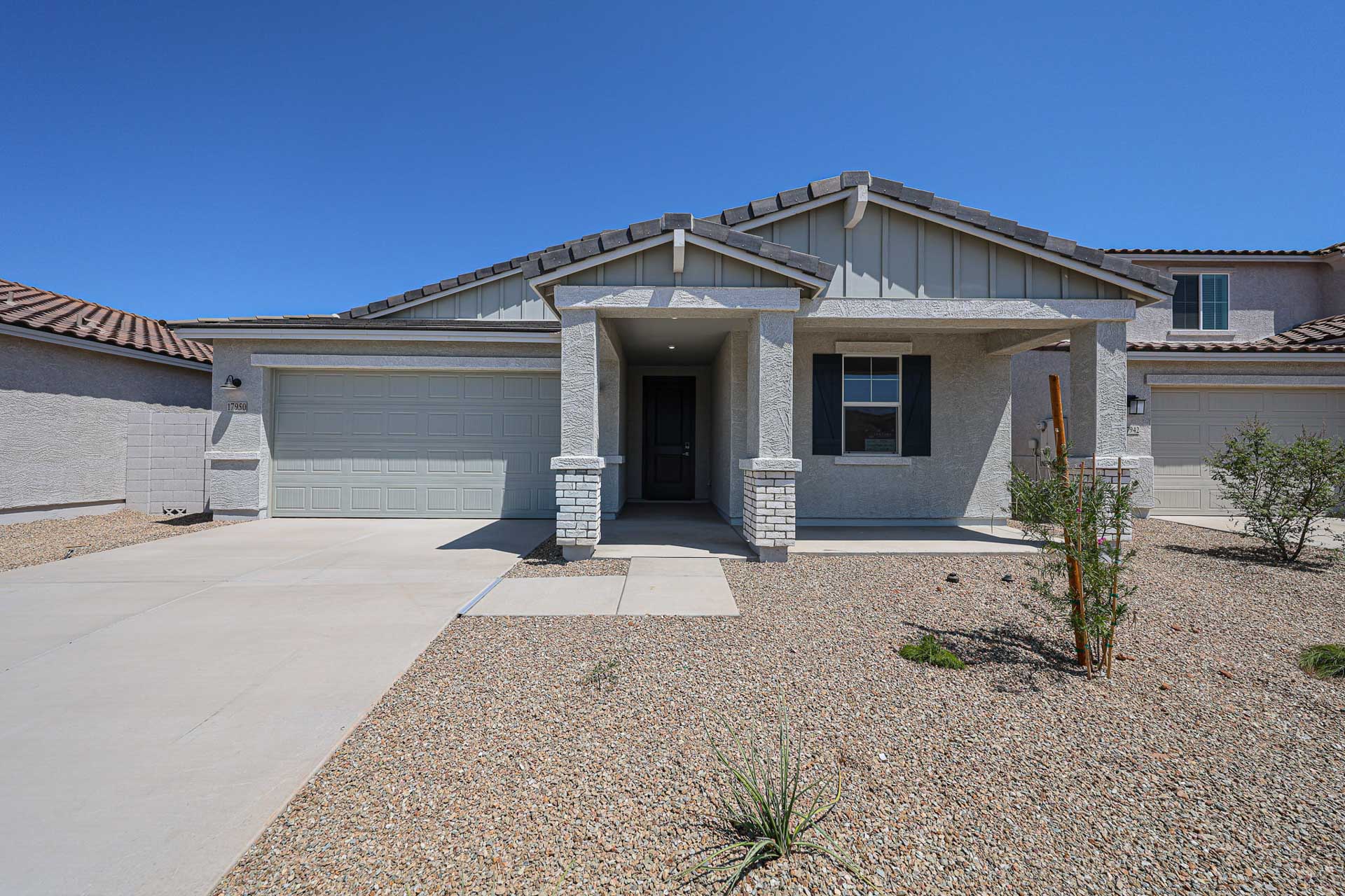 A house with a garage.