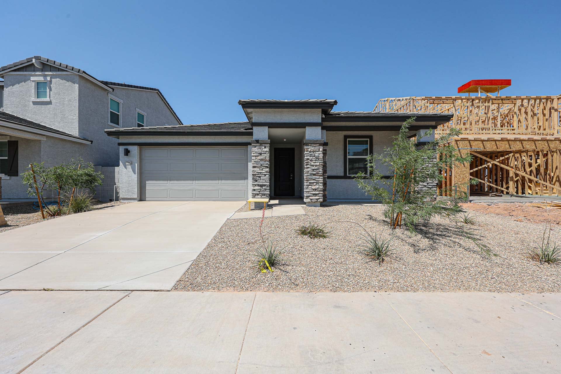A house with a garage.