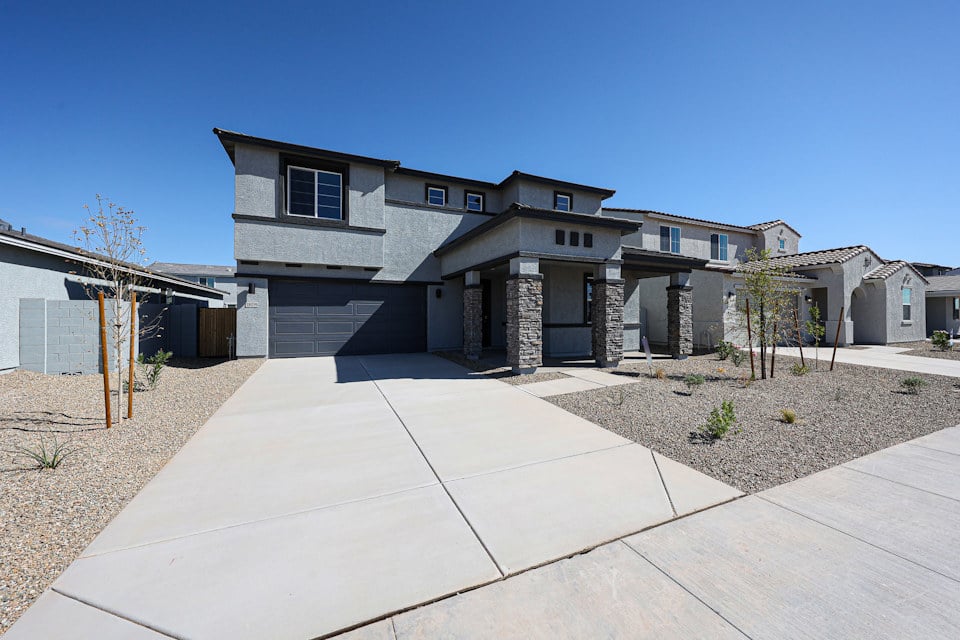 A house with a driveway.