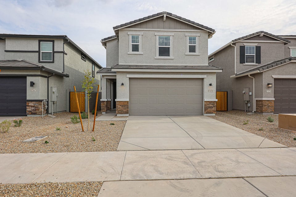 A house with a garage.