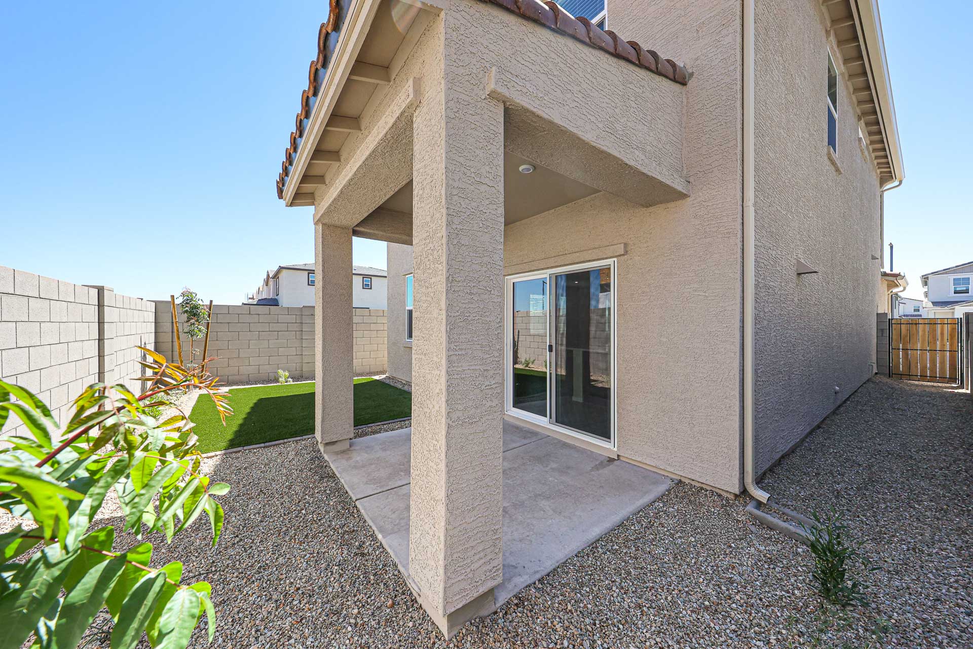 A building with a glass door.