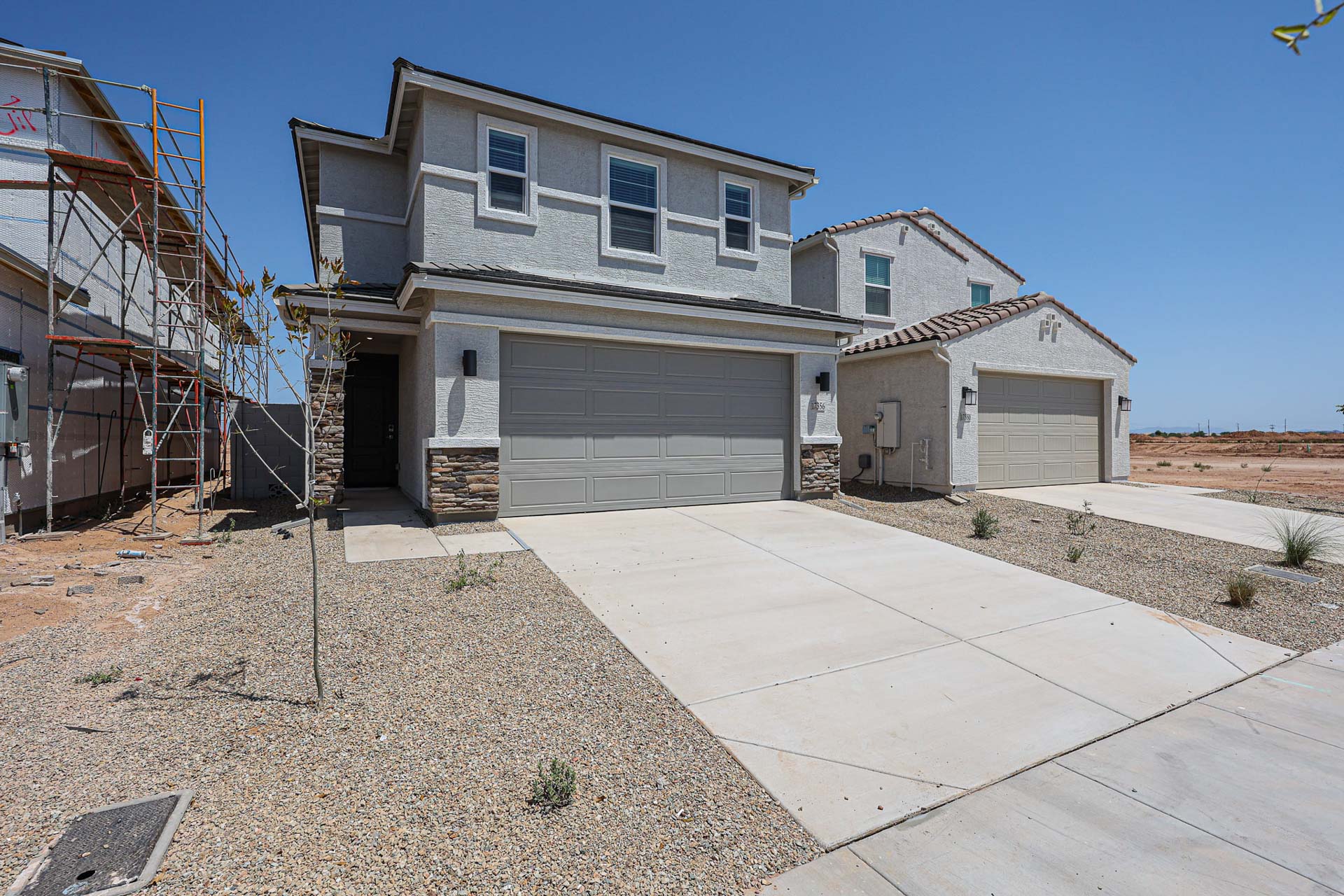 A house with a garage.