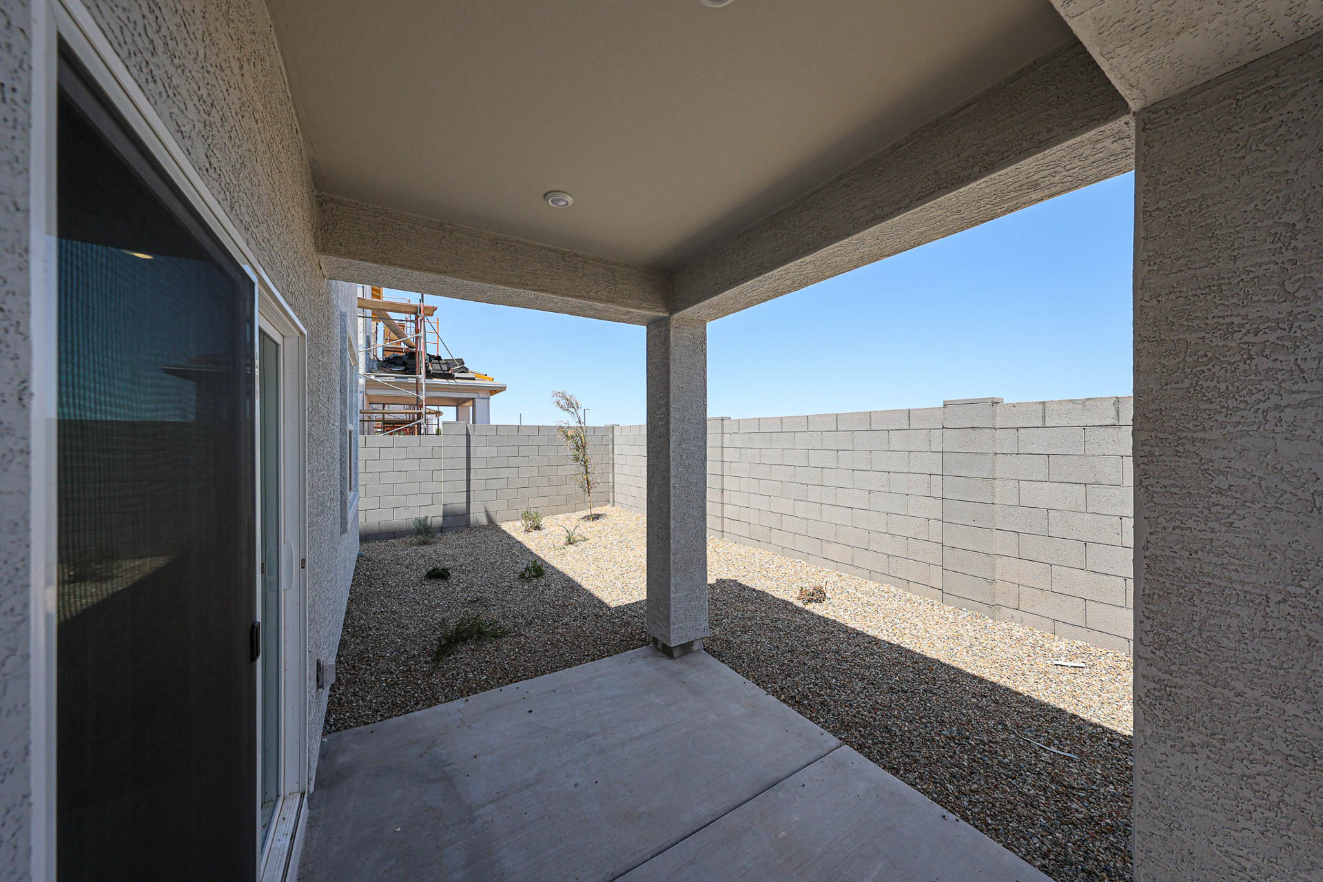 A walkway between two buildings.