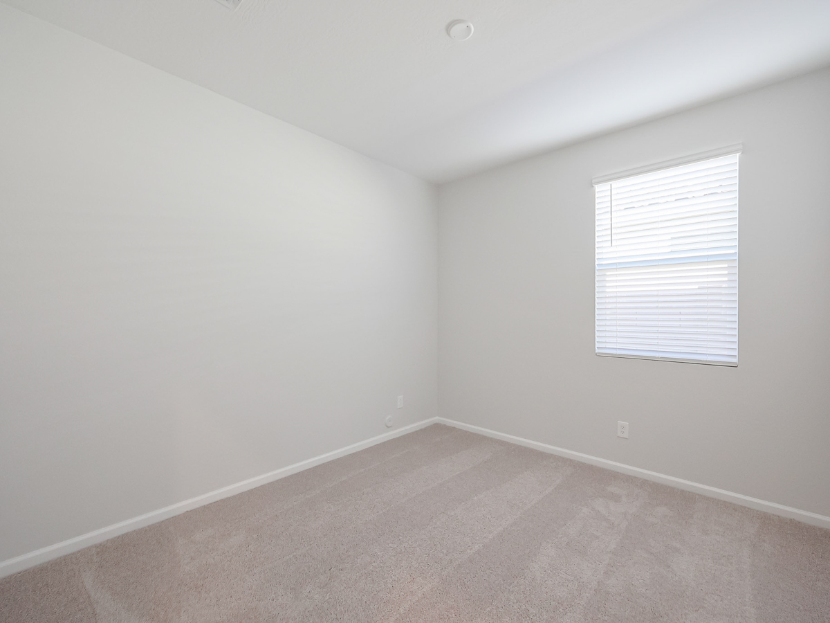 A room with a window and a carpet.