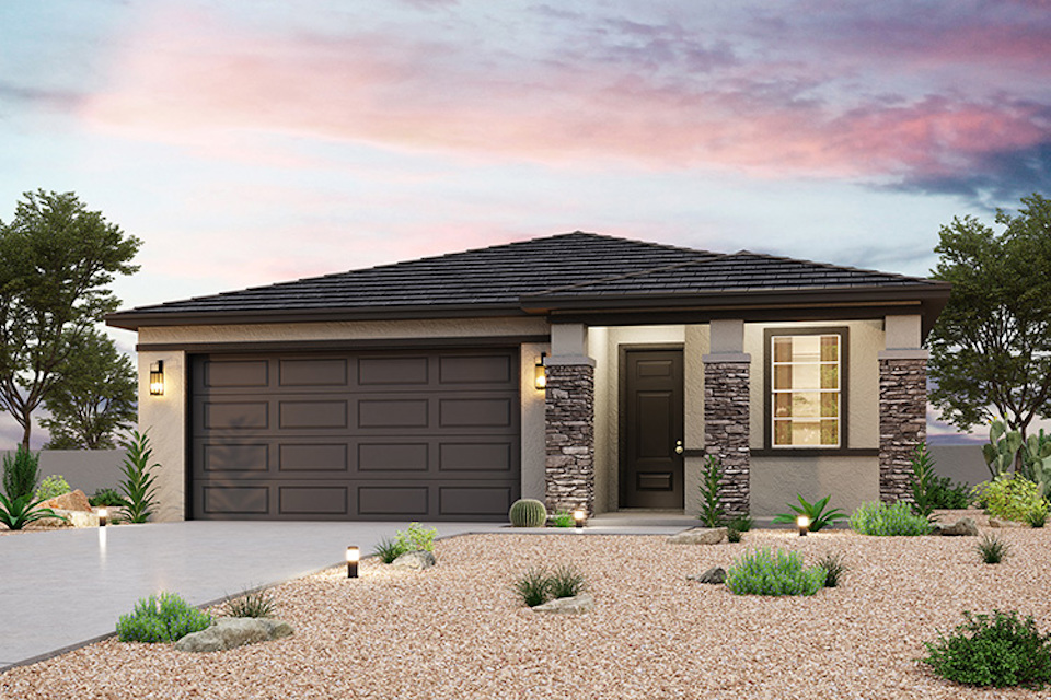 A house with a driveway.