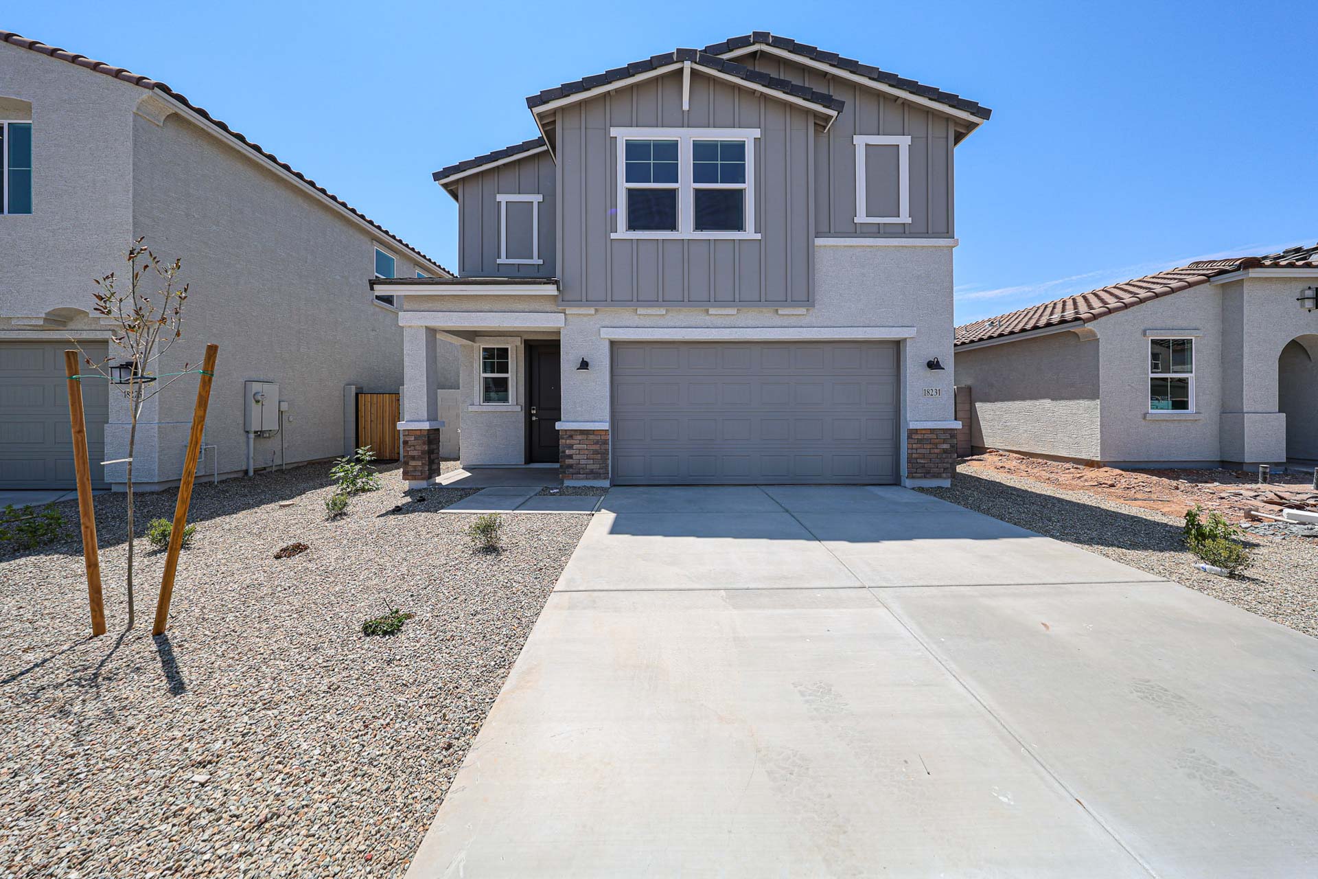 A house with a garage.