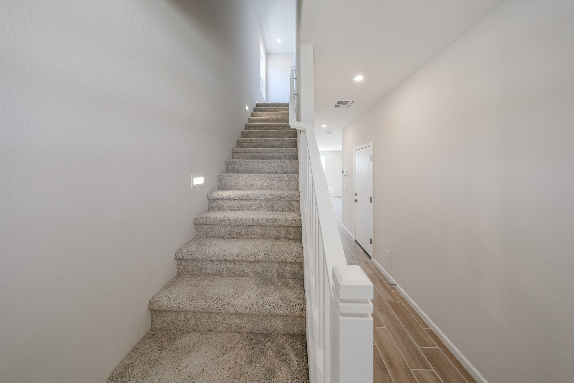 A long staircase in a building.