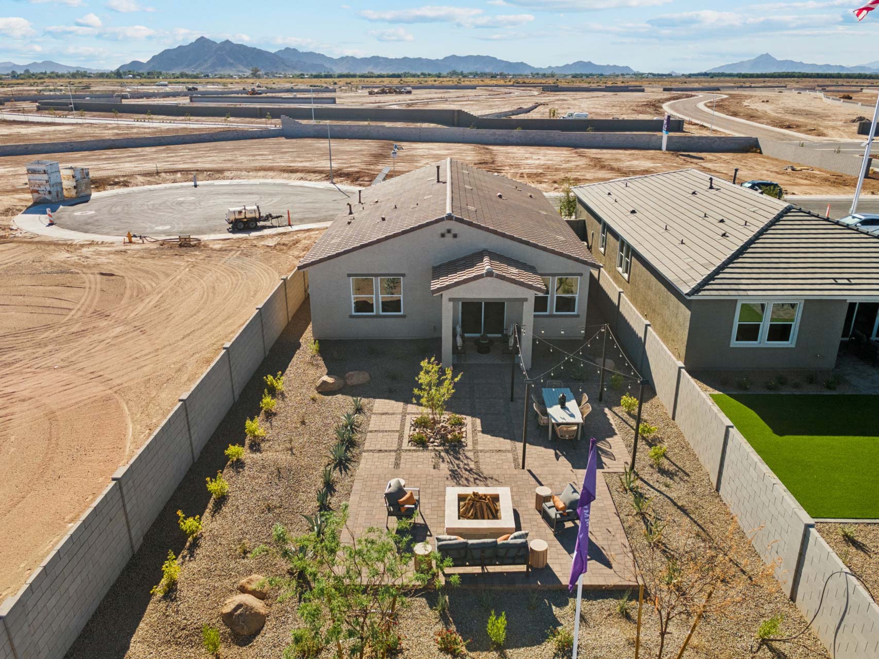 A high angle view of a house.