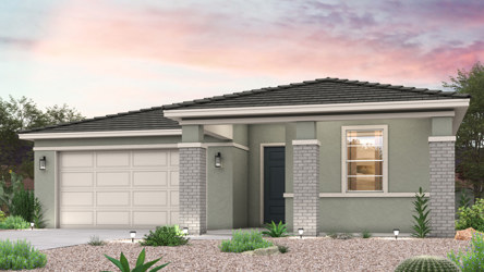 Twilight rendering of front of home with 2 car garage in Surprise, AZ