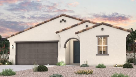 Twilight rendering of front of home with 2 car garage in Surprise, AZ