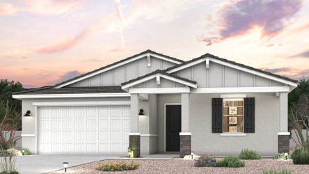 Twilight rendering of front of home with 2 car garage in Surprise, AZ