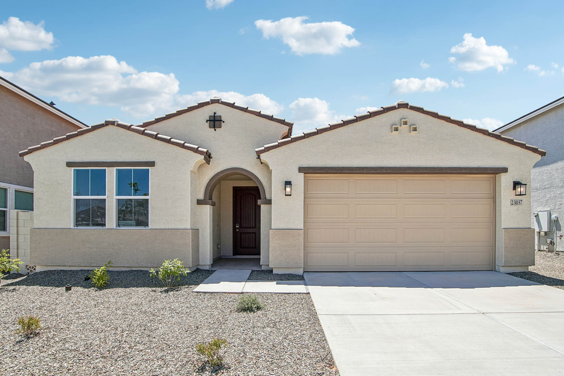 A house with a garage.