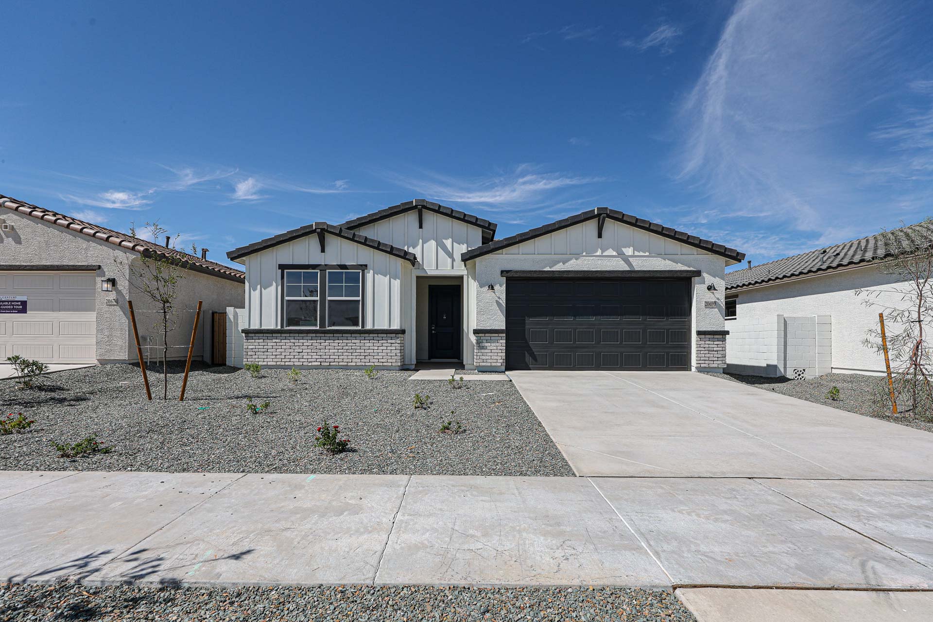 A house with a garage.