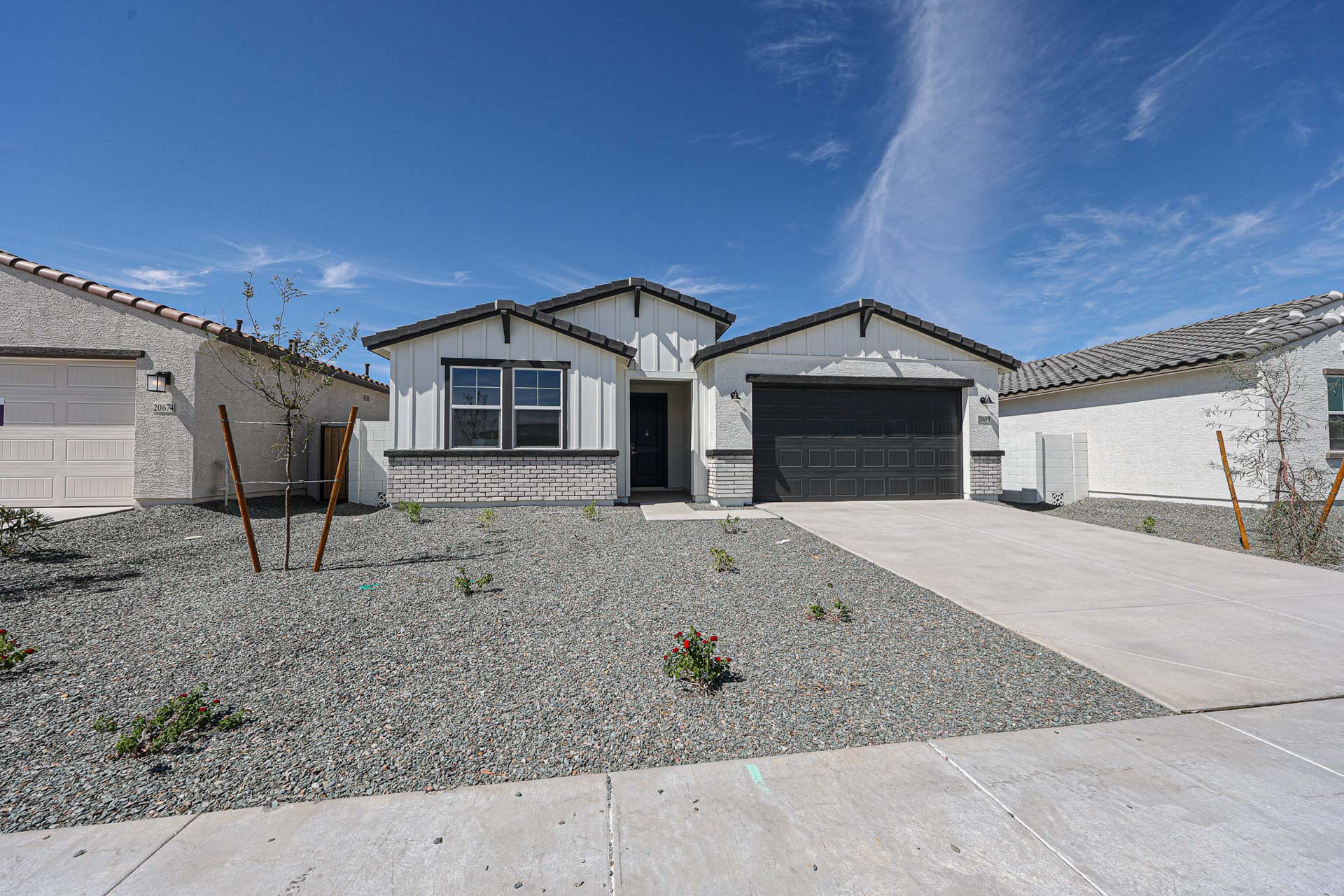 A house with a garage.