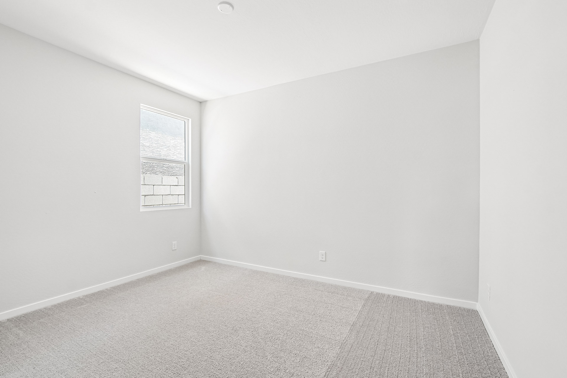 A white room with a carpet.