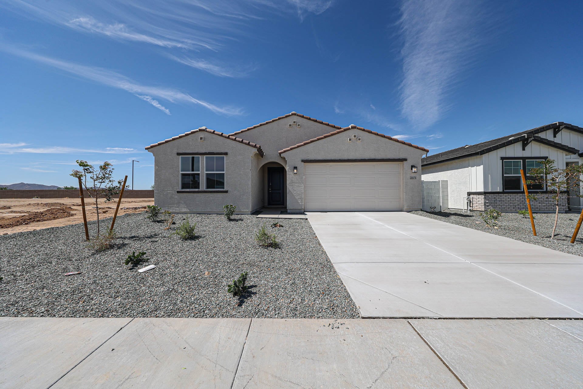A house with a garage.
