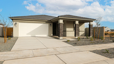 A building with a garage.