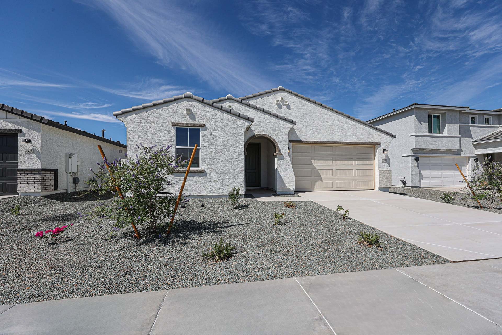 A house with a driveway.