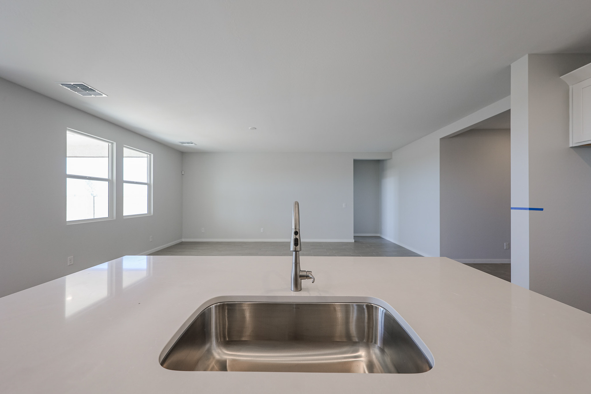 A kitchen with a sink.