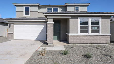 A building with a garage.