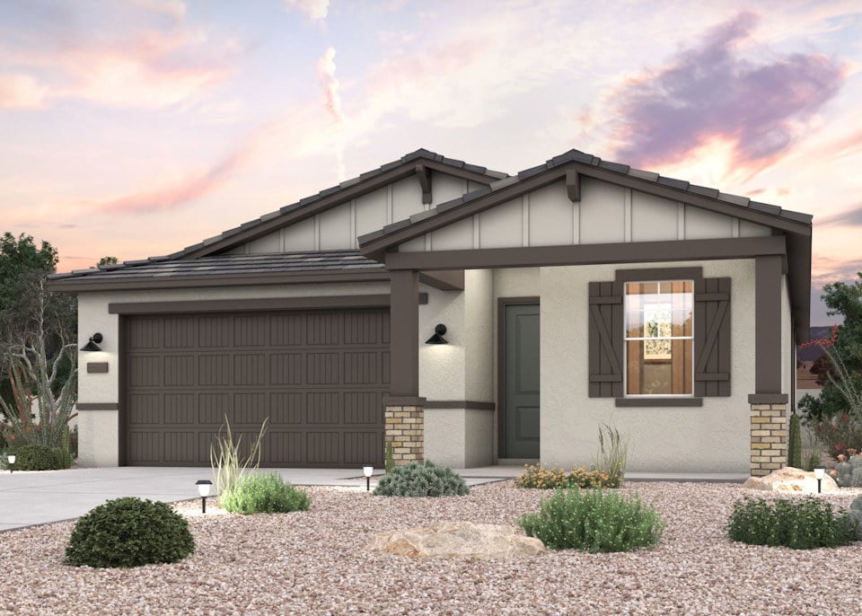 Twilight rendering of a new home for sale in Surprise, AZ by Century Communities.