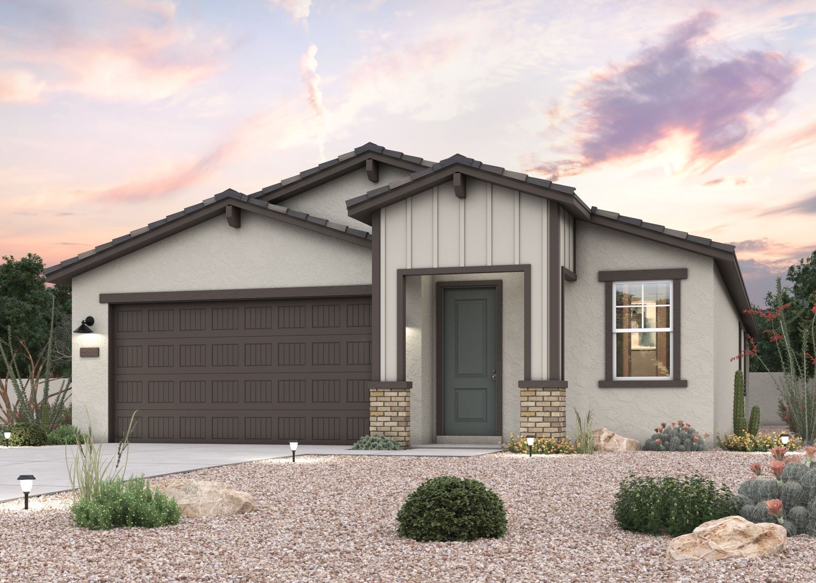 Twilight rendering of a new home for sale in Surprise, AZ by Century Communities.
