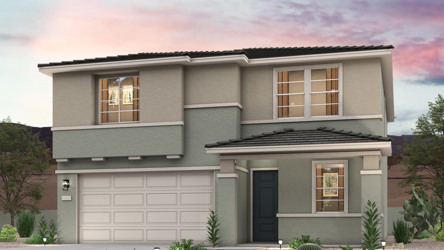Twilight rendering of a 2-story new home for sale in Surprise, AZ by Century Communities.