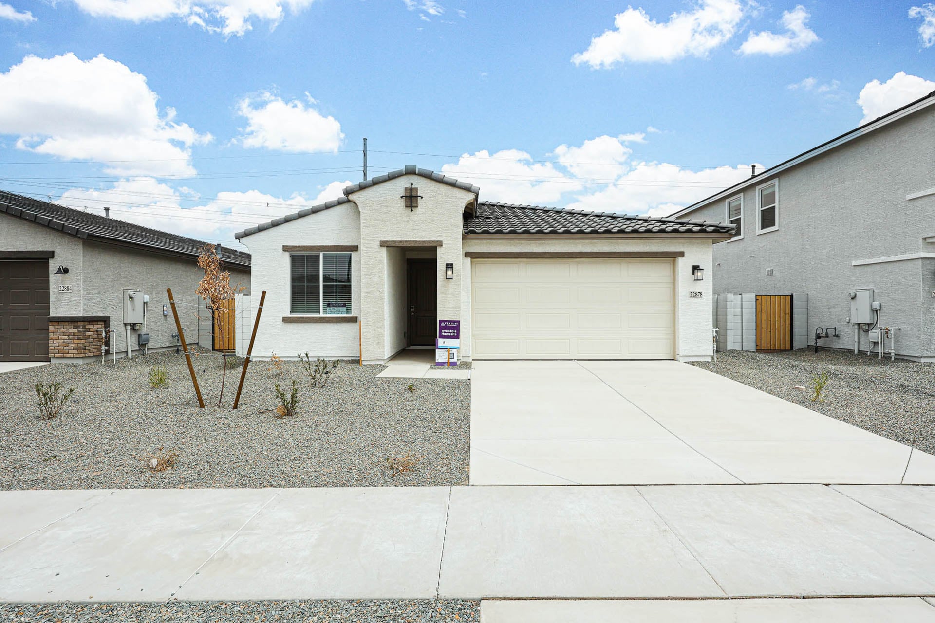 A house with a garage.