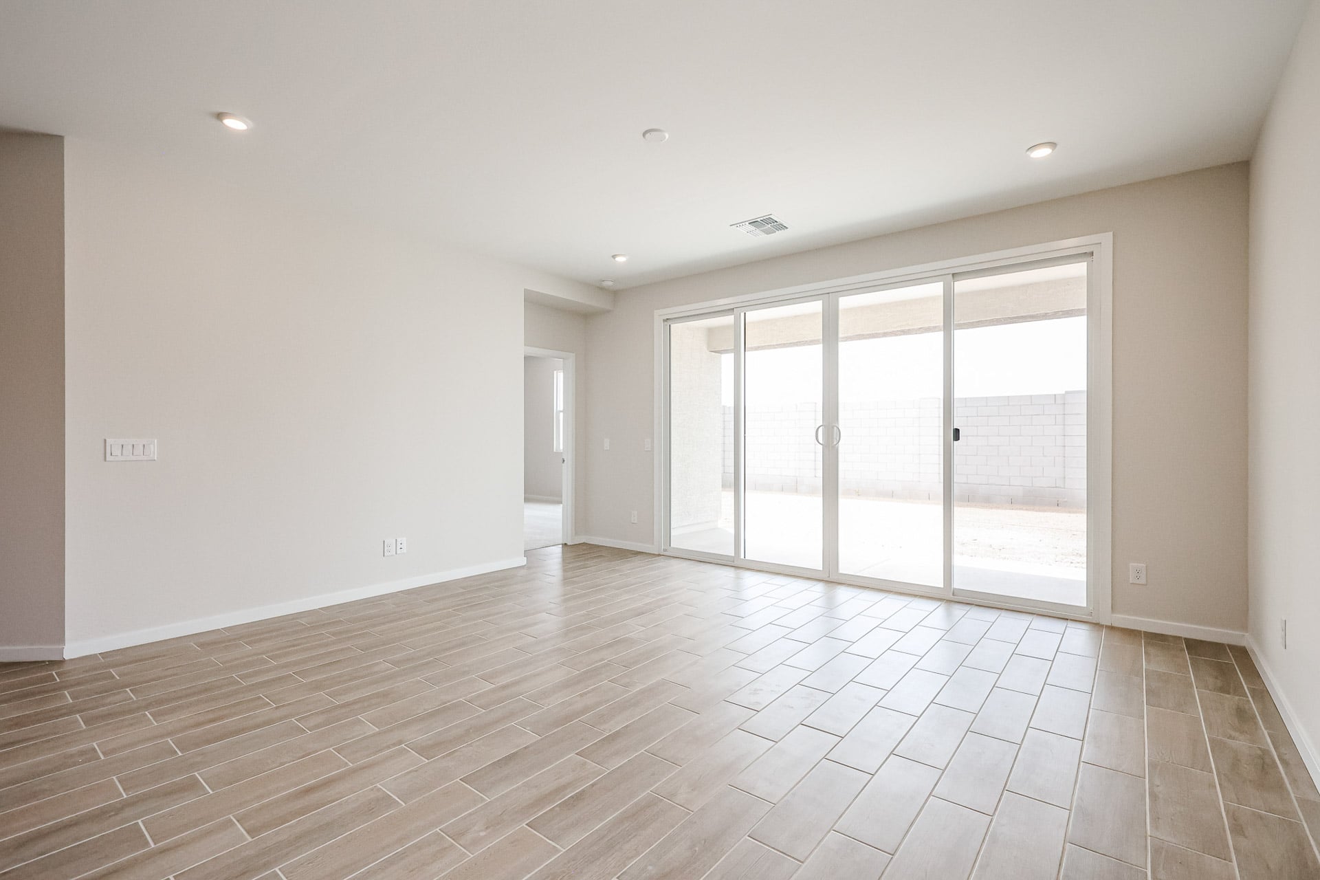 A room with glass doors.