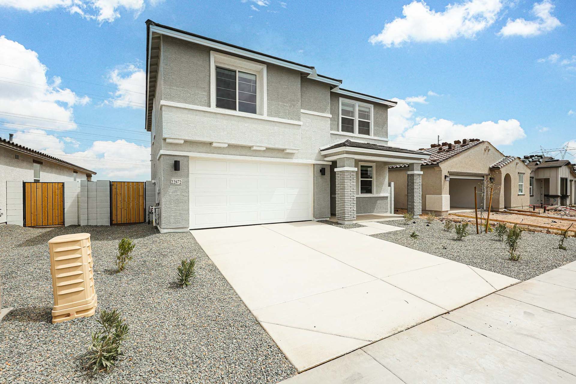 A house with a garage.